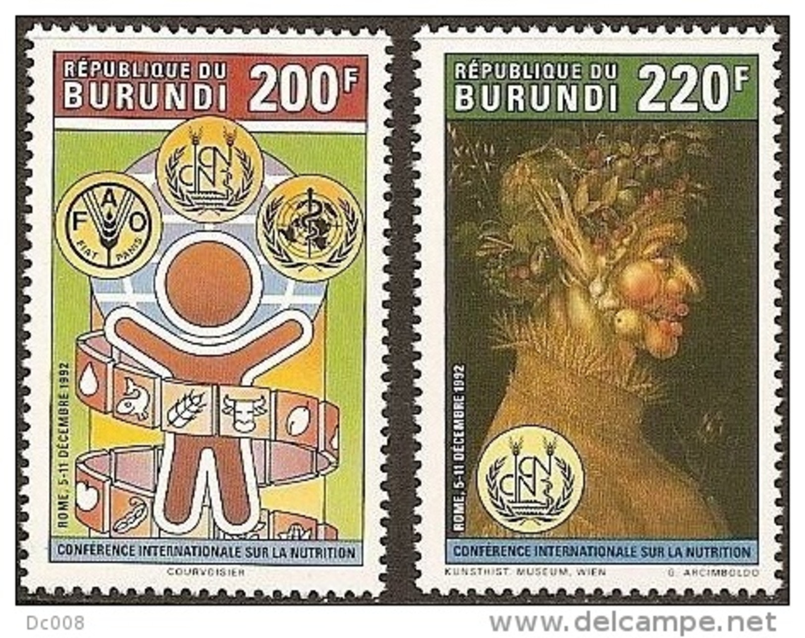 Burundi COB 1004/5 Conferentie-Conférence FAO-OMS 1992 MNH - Nuovi