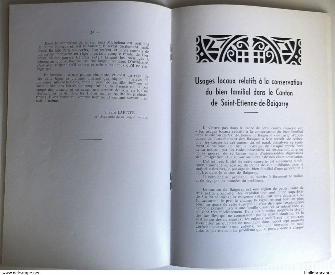 BULLETIN MUSEE BASQUEn°27(1°T.1965)LUIS MICHELENA /CANTON BAÏGORRY/Sommaire Sur Scan - Pays Basque