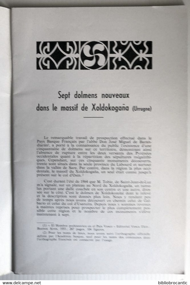 BULLETIN MUSEE BASQUEn°33 (3°T.1966) < 7 DOLMENS à XOLDOKONAGA (URRUGNE) Etc../Som. Sur Scan - Baskenland