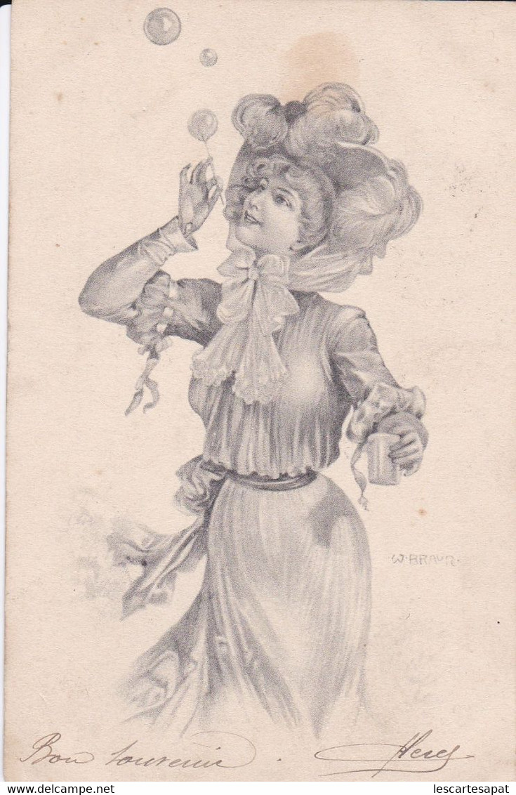 CPA1903 - Femme Art Nouveau - Vienne- Série Filles Douces - Bules De Savon - Braun, W.