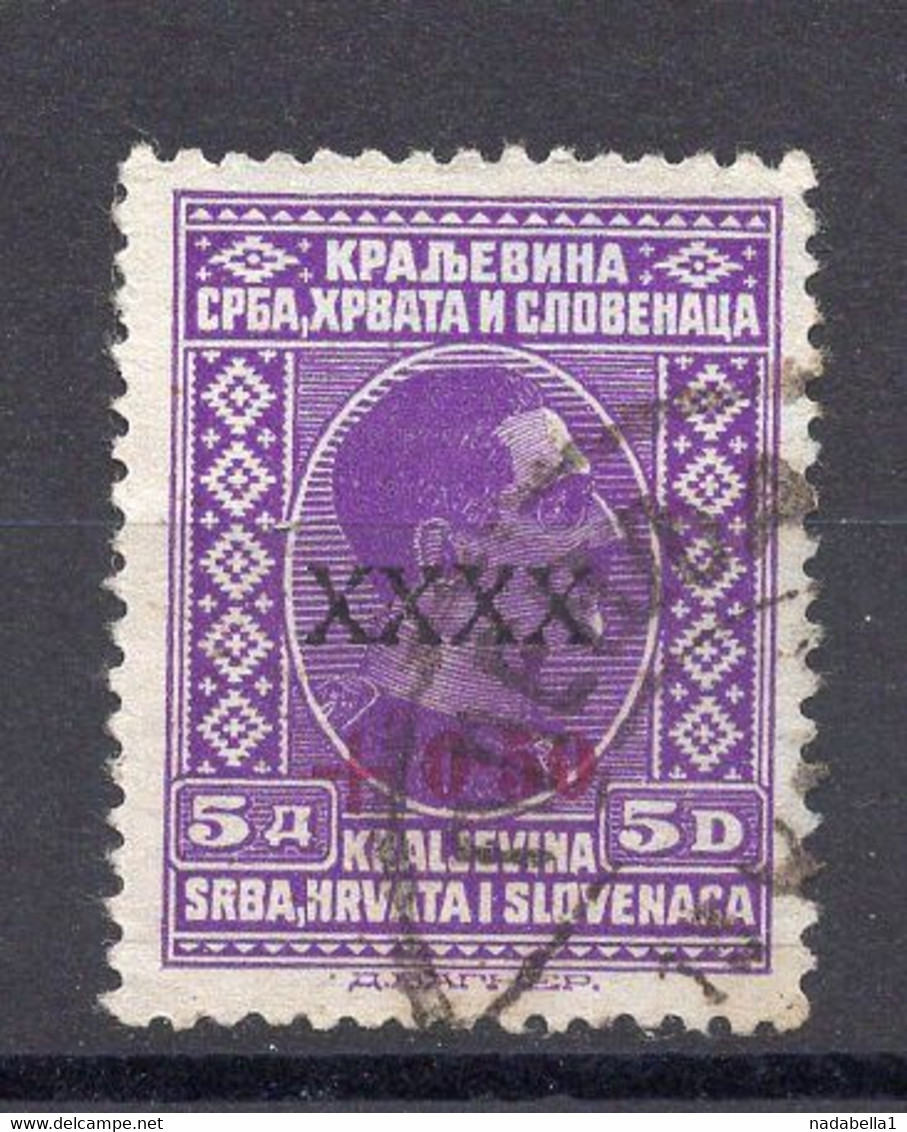 1928. KINGDOM OF SHS, XXXX 5 DIN KING ALEKSANDAR, ERROR: MISSPRINT, USED - Sin Dentar, Pruebas De Impresión Y Variedades