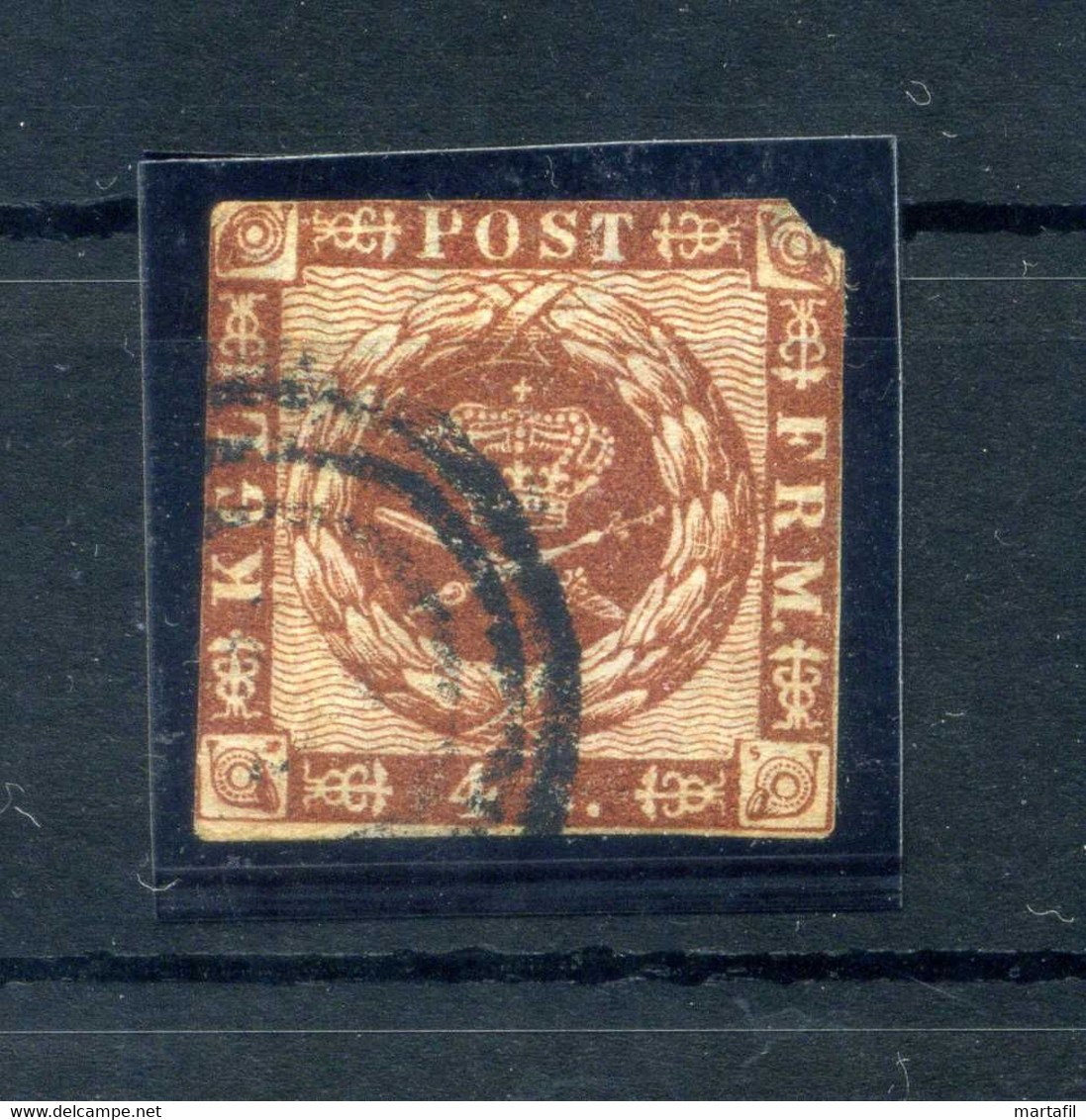 1858-63 DANIMARCA N.8 USATO 4s. Bruno Arancio - Used Stamps