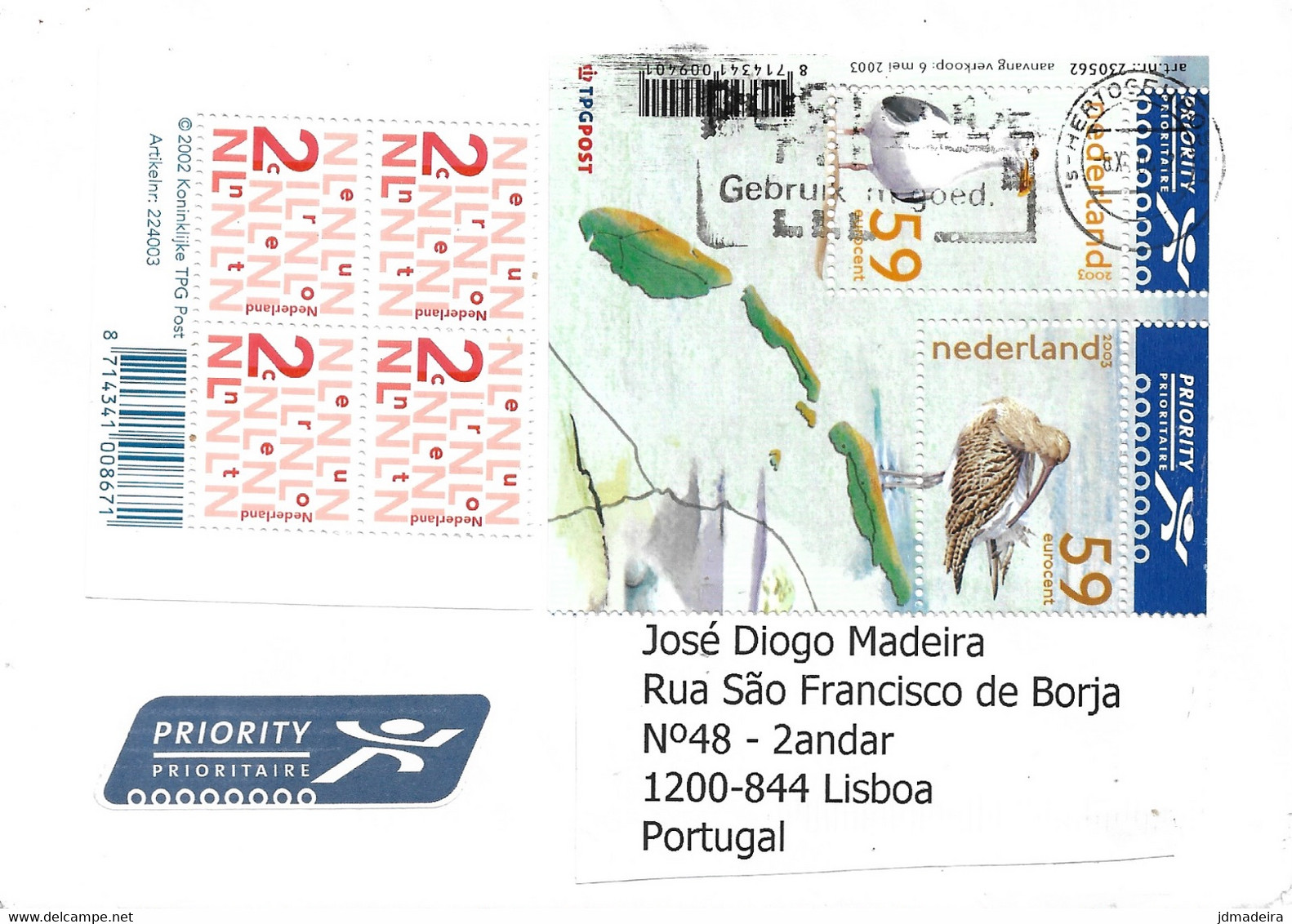 Netherlands Cover To Portugal - Cartas & Documentos