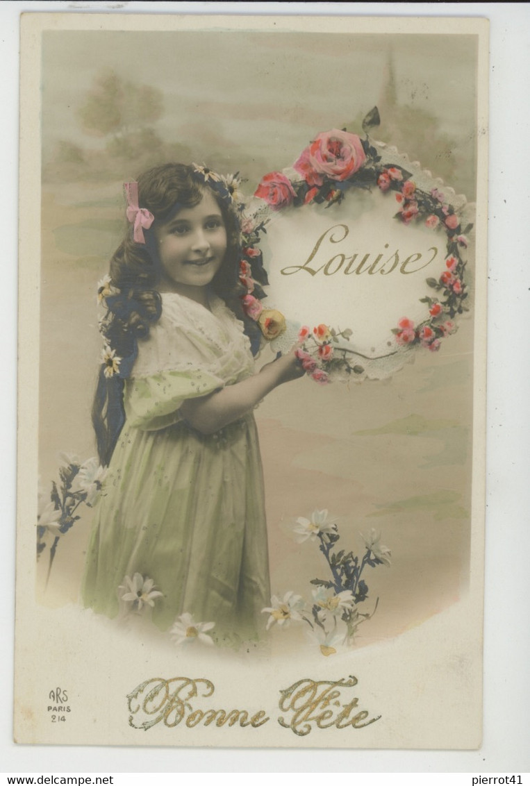ENFANTS - LITTLE GIRL - MAEDCHEN - PRENOMS - Jolie Carte Fantaisie Fillette Et Fleurs "LOUISE " Bonne Fête - ARS 214 - Prénoms