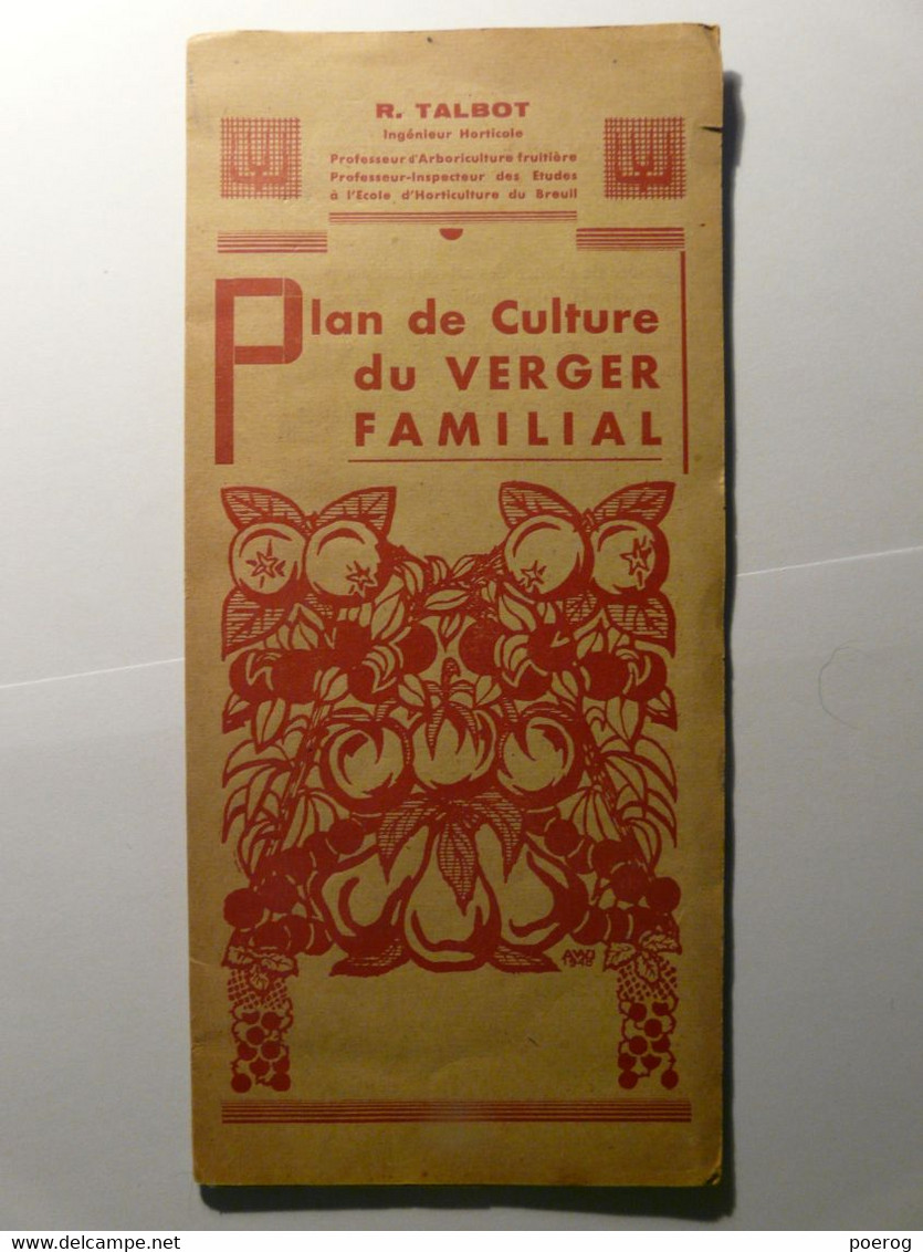 PLAN DE CULTURE DU VERGER FAMILIAL - 1948 - R. TALBOT - Arbres Orchard Trees - Europa