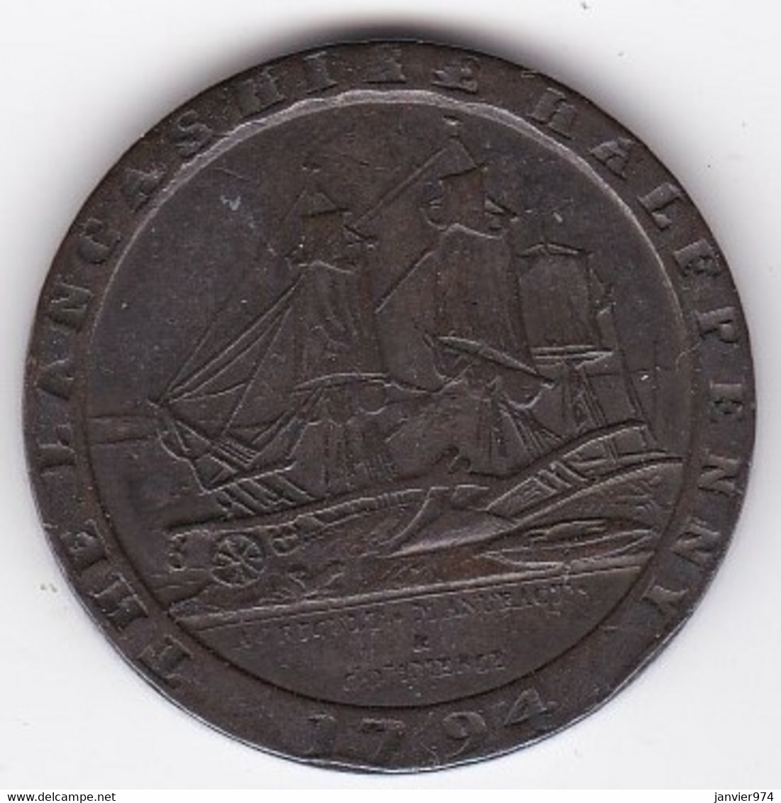 Lancaster. Daniel Eccleston. Half Penny 1794 Lancashire, Copper - Monedas/ De Necesidad