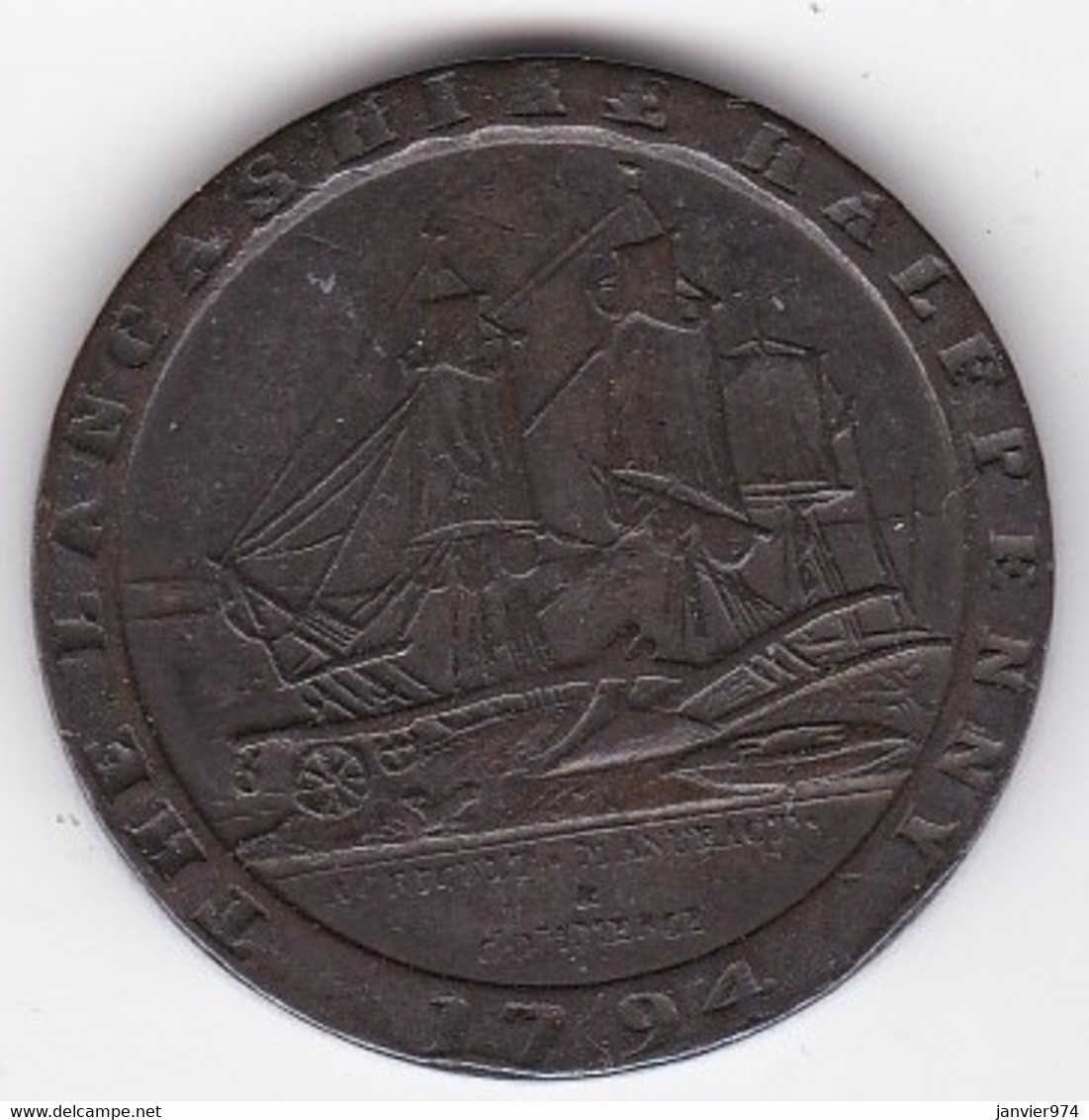 Lancaster. Daniel Eccleston. Half Penny 1794 Lancashire, Copper - Monetary/Of Necessity