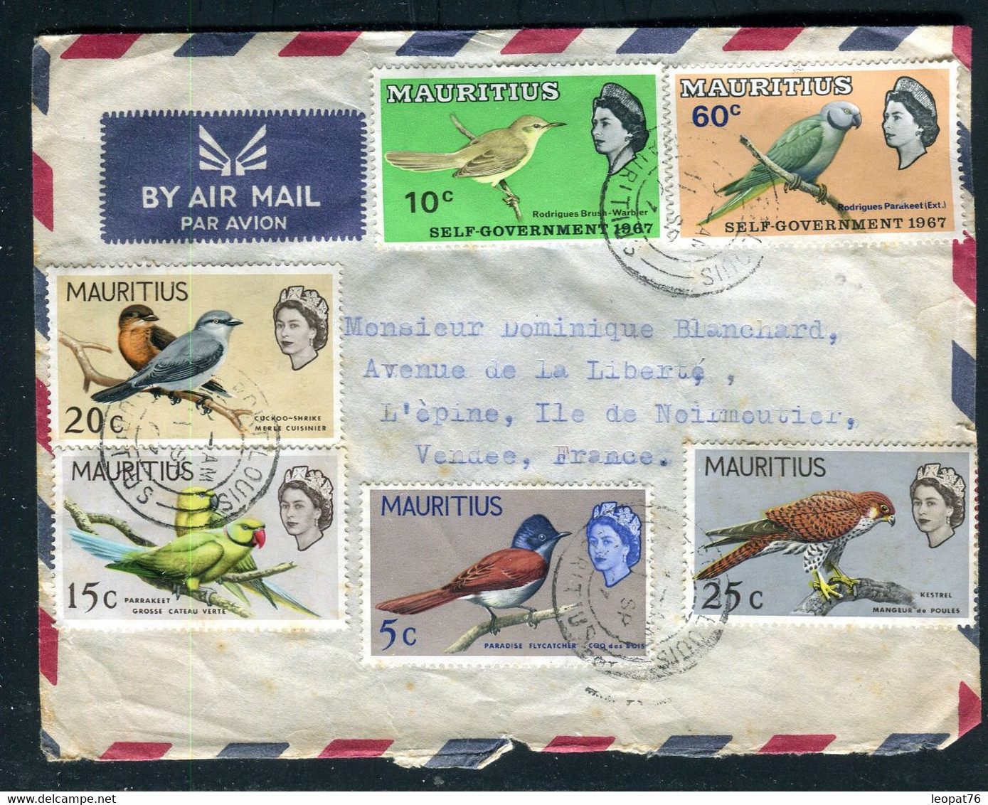 Maurice - Enveloppe De Port Louis Pour La France En 1967, Affranchissement Oiseaux Recto Et Verso - J 37 - Mauritius (...-1967)