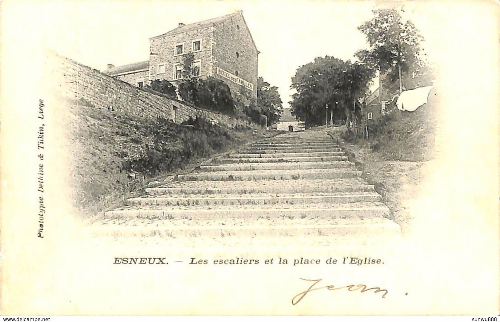 Esneux - Les Escaliers Et La Place De L'Eglise (Phototypie Dethine & Tilkin 1902 Hôtel) - Esneux