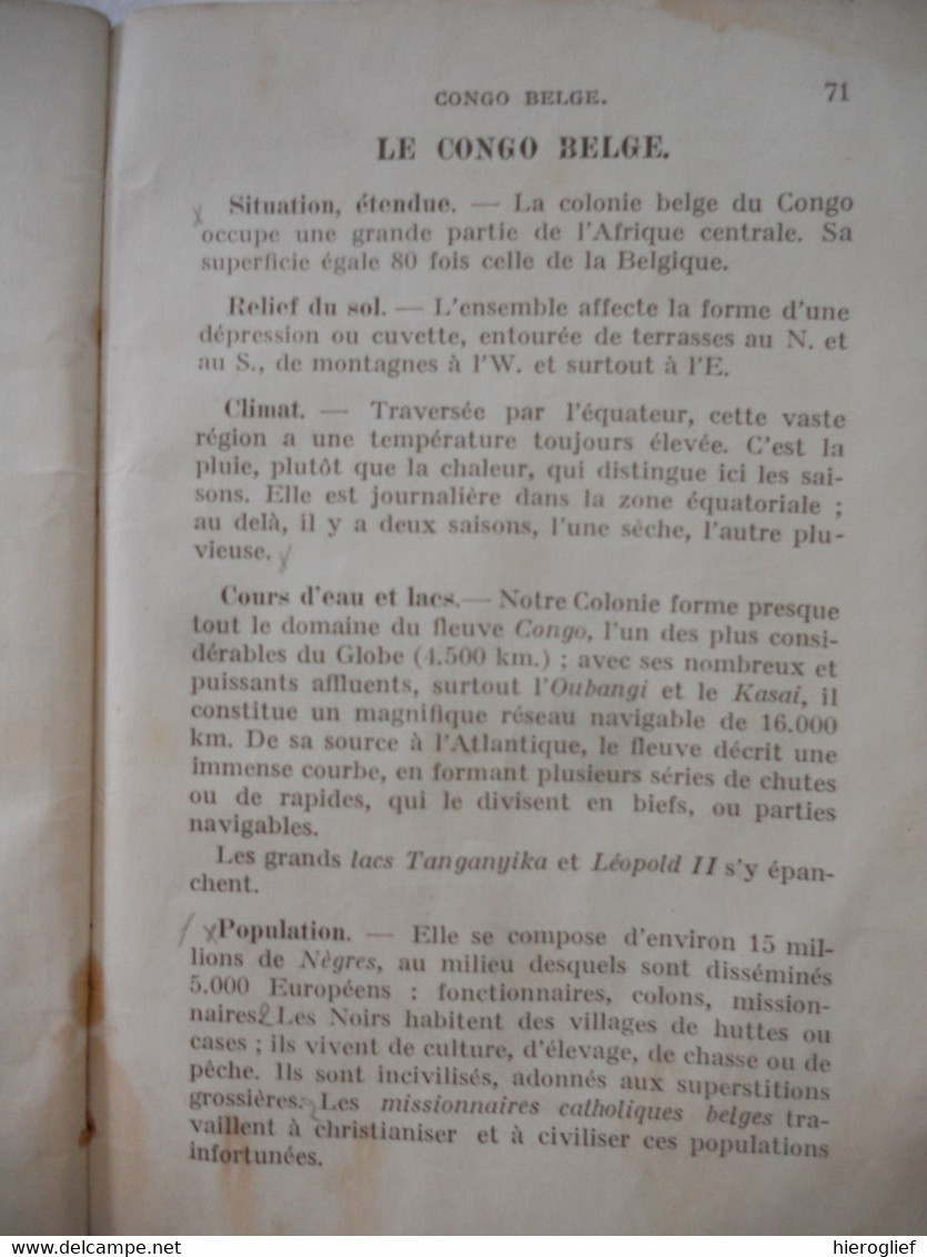 Cours élémentaire ou Petite Géographie à l'usage des écoles primaires par PAUL DALLE 1922 congo belge