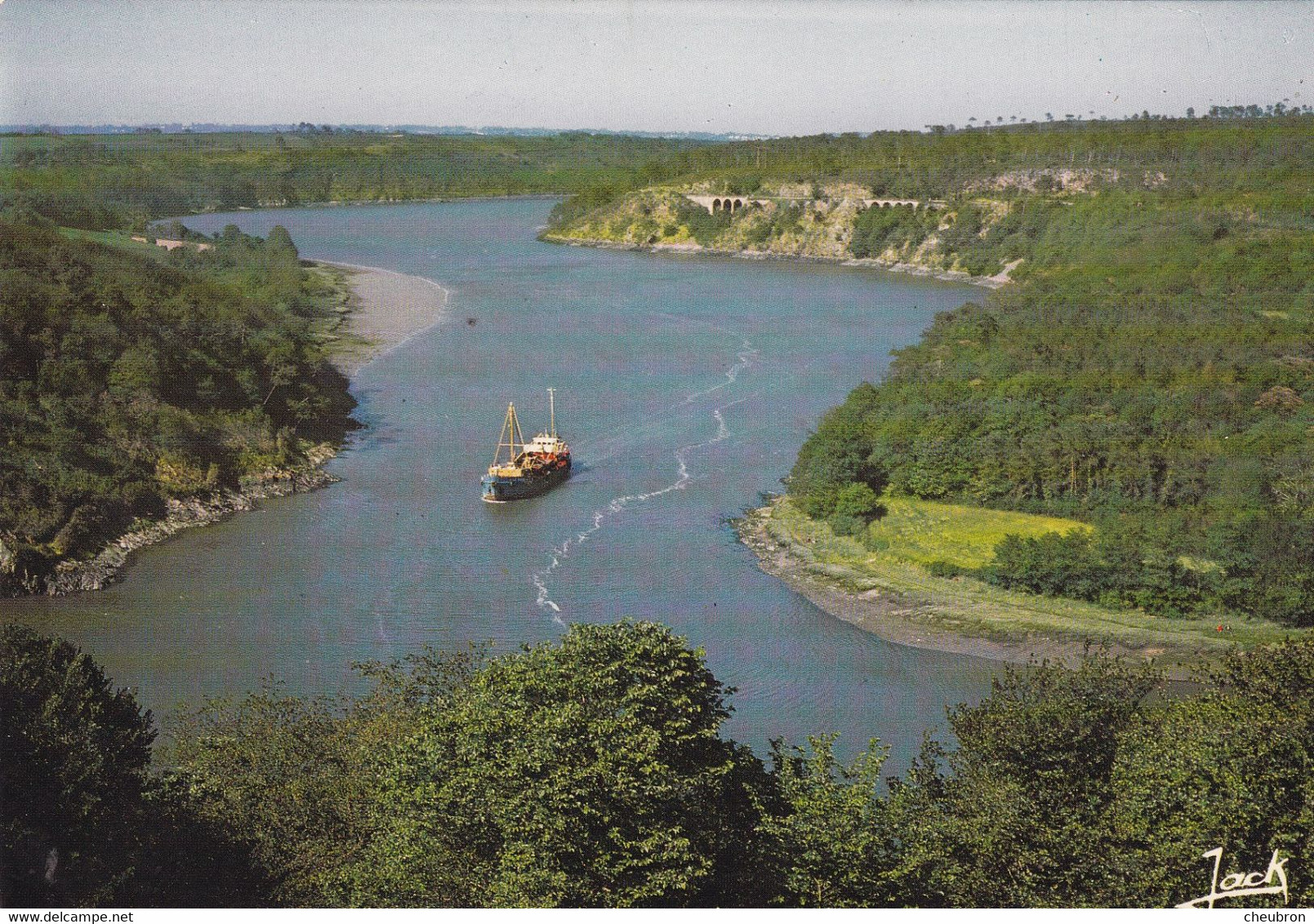 22. PONTRIEUX. CPSM. RARETE. L'ESTUAIRE DU TRIEUX VU DU CHEMIN DE RONDE - Pontrieux