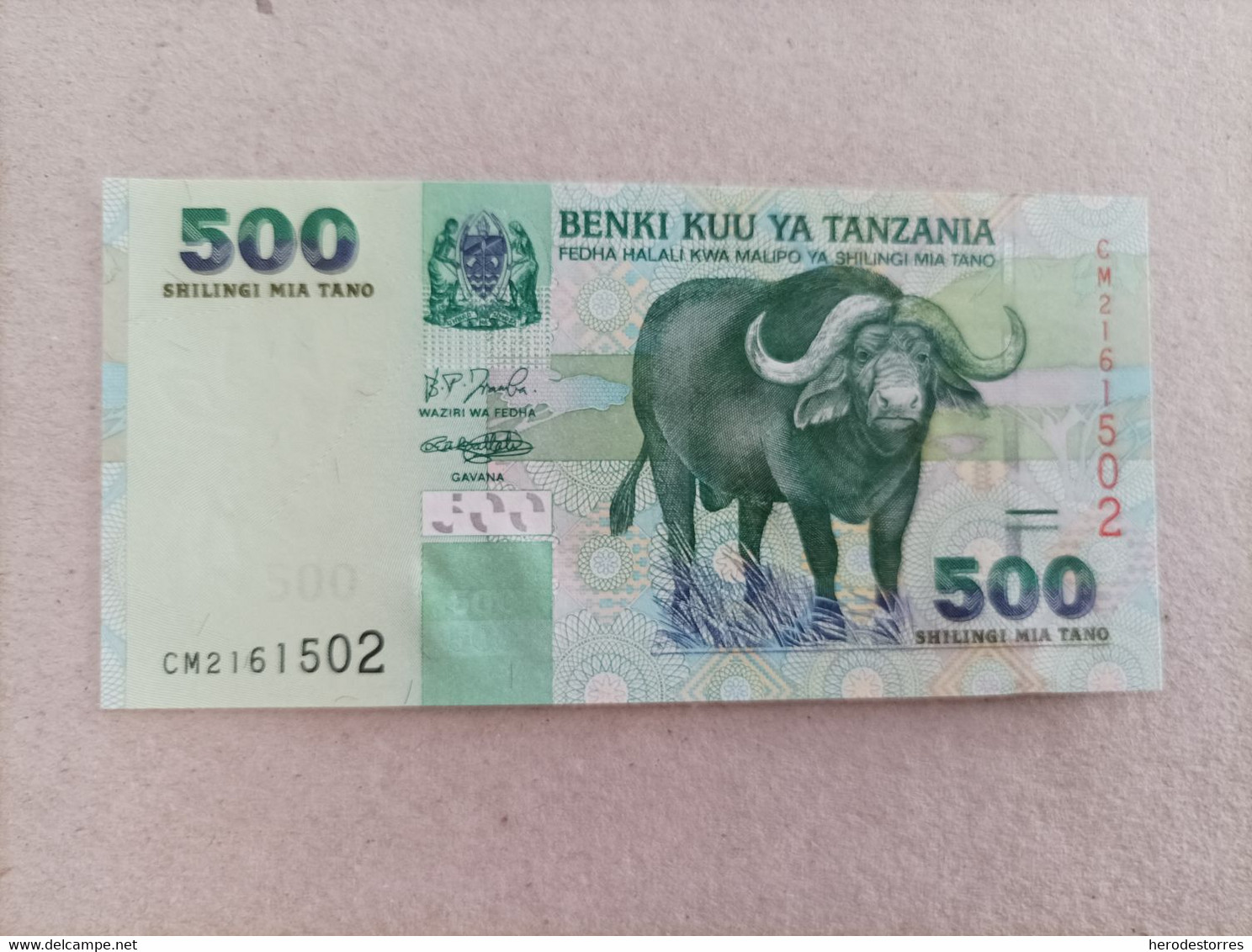 Billete De Tanzania De 500 Schillings, Bufalo, Año 2003, UNC - Tansania