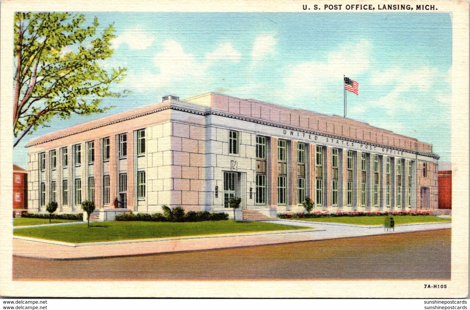 Michigan Lansing Post Office Curteich - Lansing