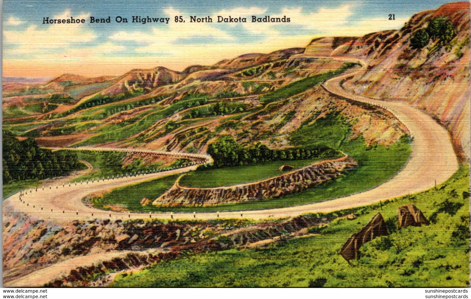 North Dakota Badlands Horseshoe Bend On Highway 85 1952 - Otros & Sin Clasificación