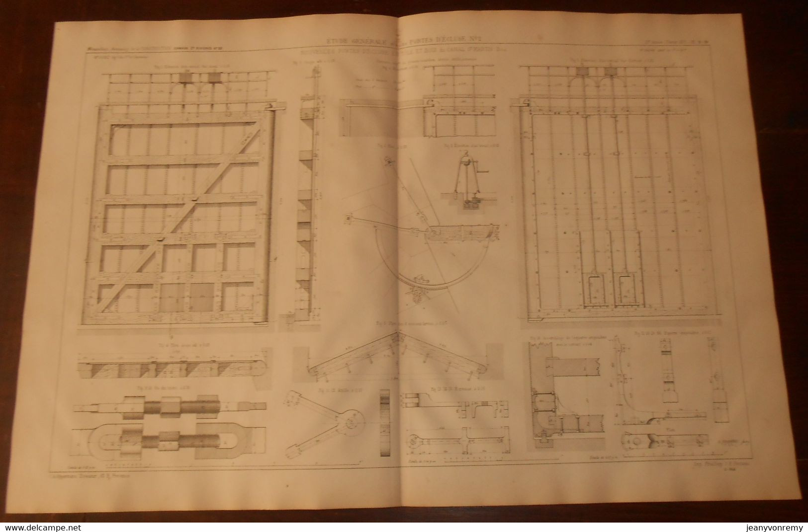 Plan De Nouvelles Portes D'écluse En Tôle Et Bois Du Cala Saint-Martin à Paris. 1875 - Travaux Publics