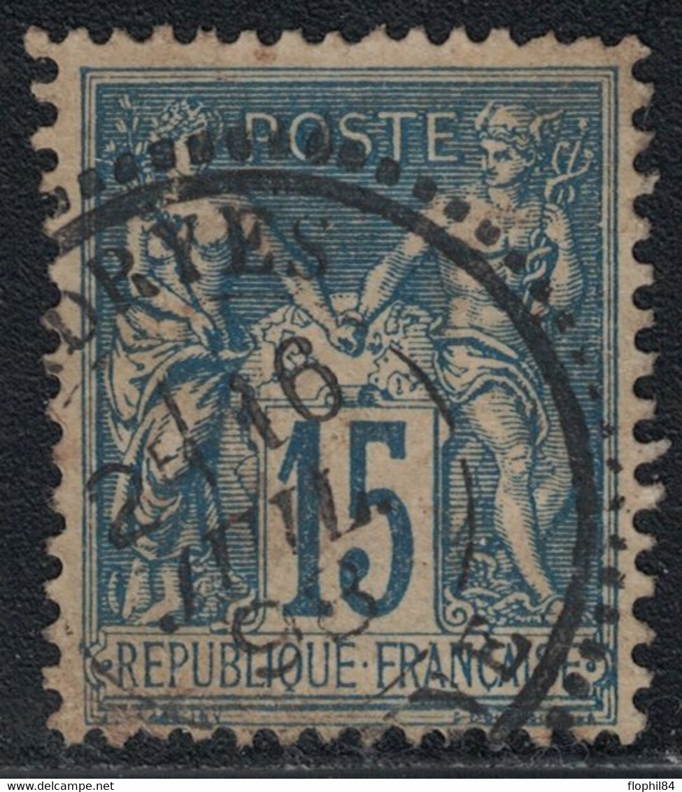 SAGE - N°90 - OBLITERATION - CACHET A DATE TYPE 25 - ANDRYES - YONNE - RARE INDICE 17 SUR LETTRE. - Andere & Zonder Classificatie