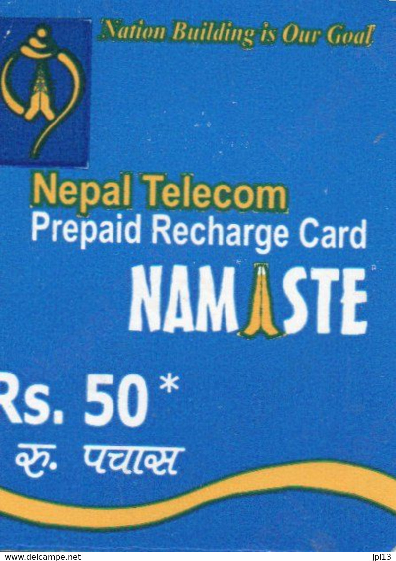 Recharge GSM - Népal - Népal Telecom - Rs. 50Bleue Namaste, Exp.28/02/2017 - Népal