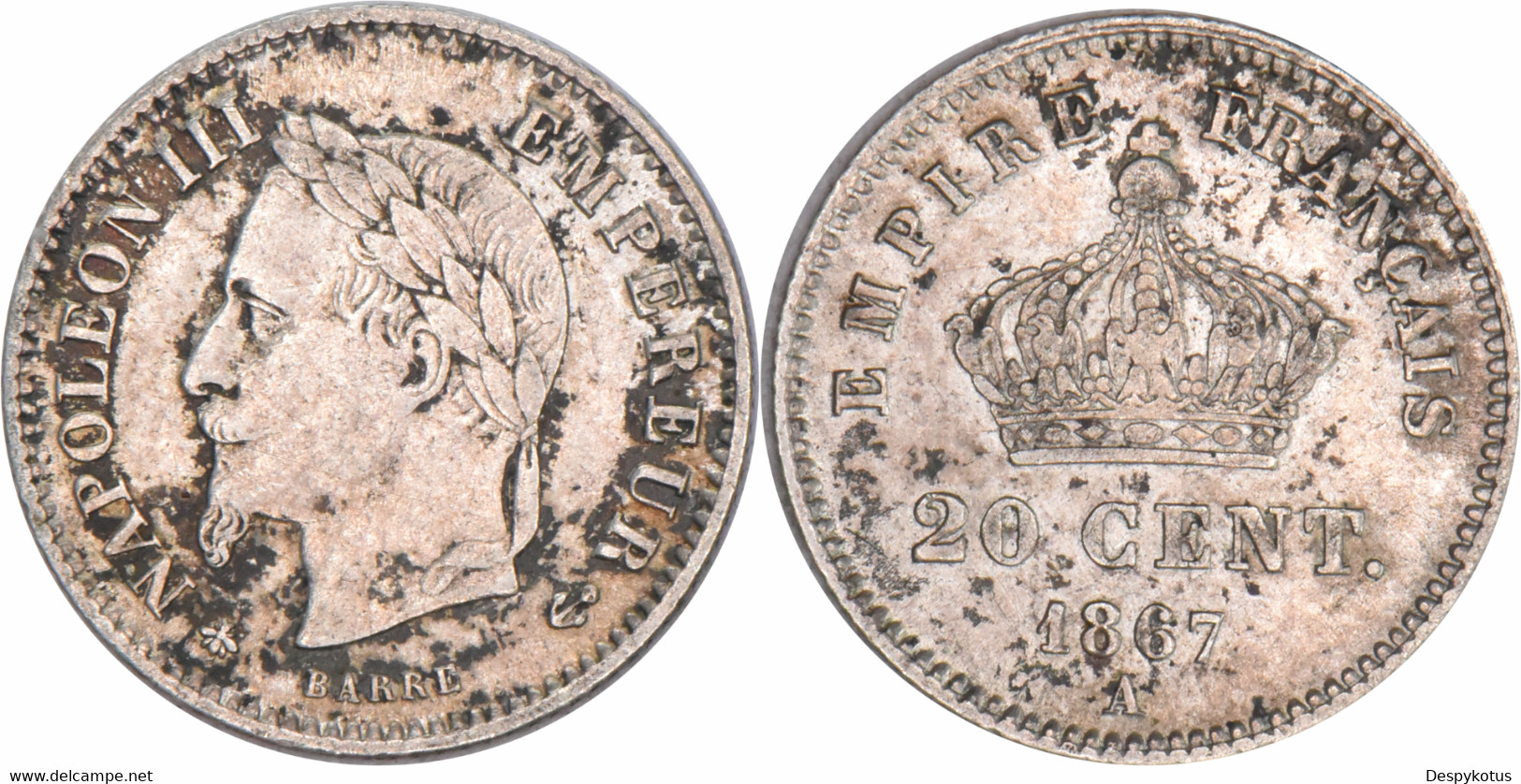 France - 1867 - Paris (A) - 20 Centimes - Napoléon III - Argent - F150.1 - FS1C1 - 20 Centimes