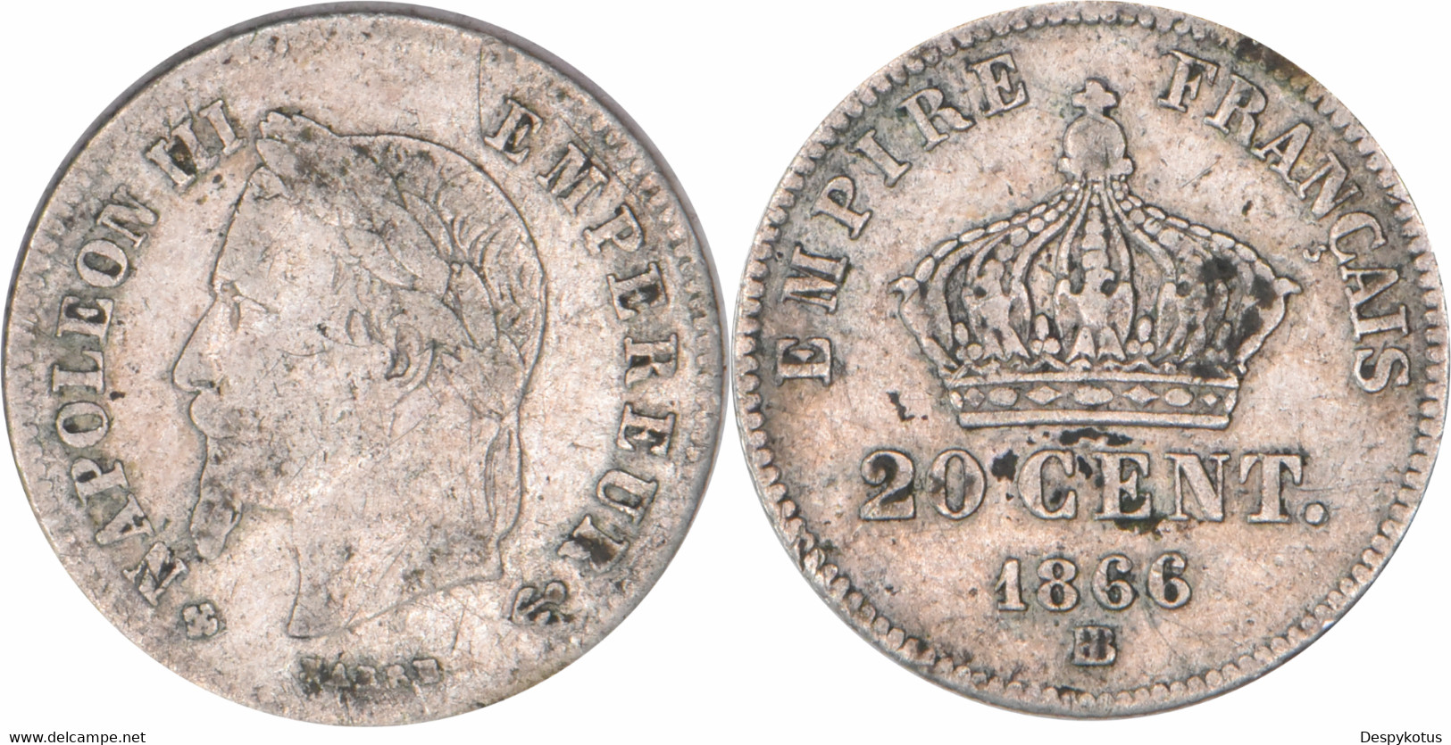 France - 1866 - Strasbourg (BB) - 20 Centimes - Napoléon III - Argent - F.149/5 - FS1C1 - 20 Centimes