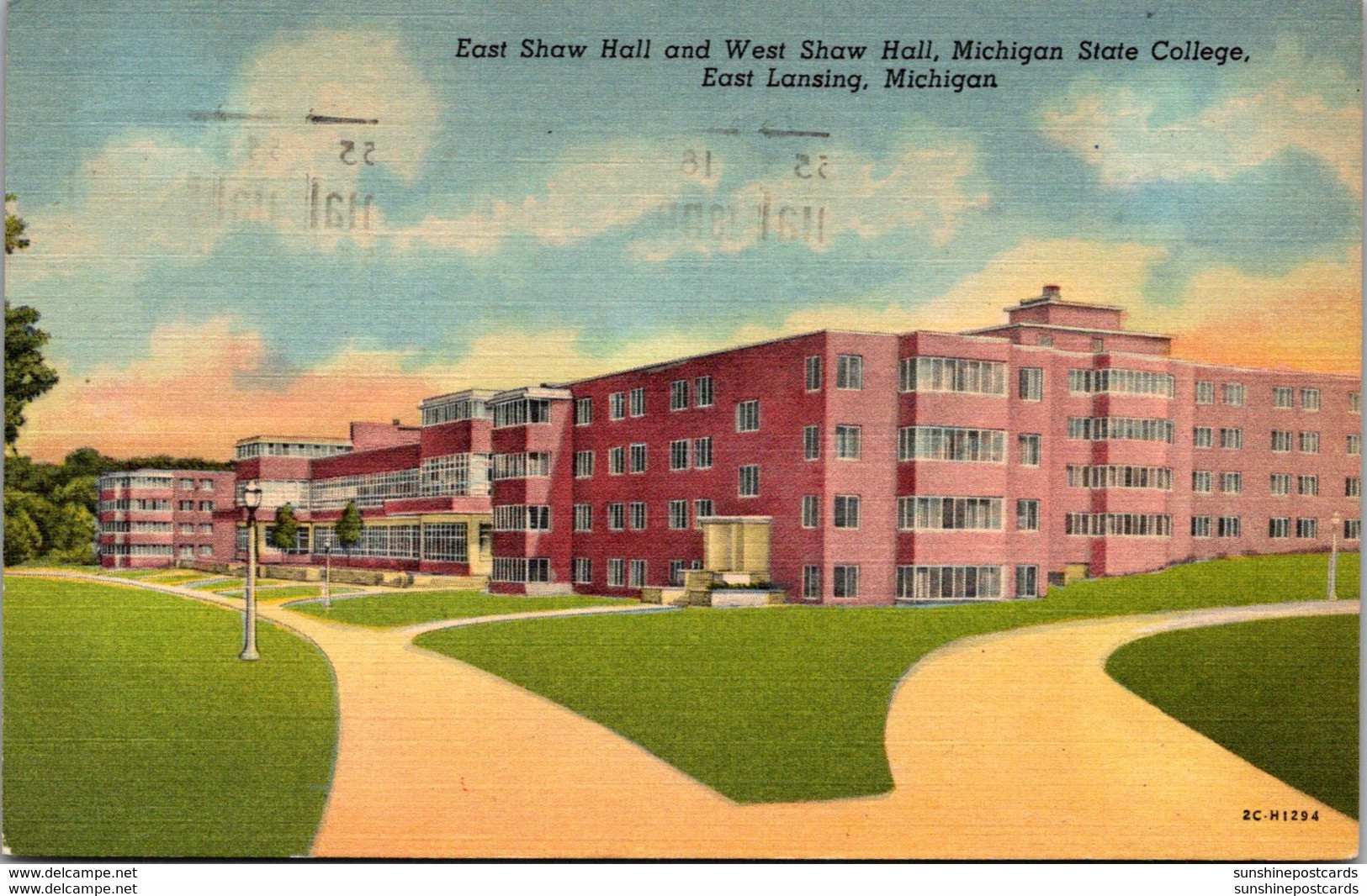 Michigan East Lansing Michigan State College East Shaw Hall And West Shaw Hall 1955 Curteich - Lansing