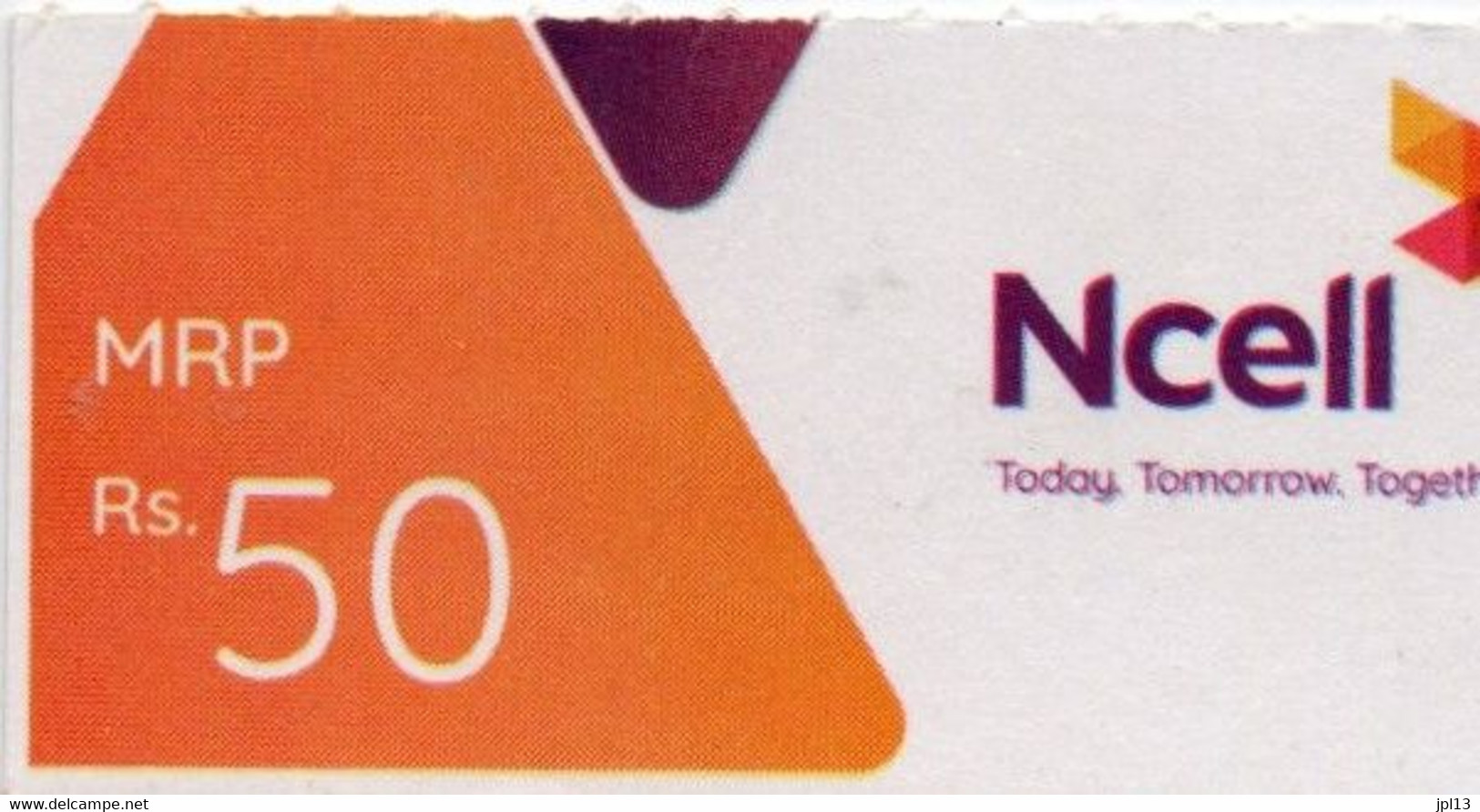 Recharge GSM - Népal - NCell - Rs. 50, Format 1/3,exp.18/06/2025 - Népal