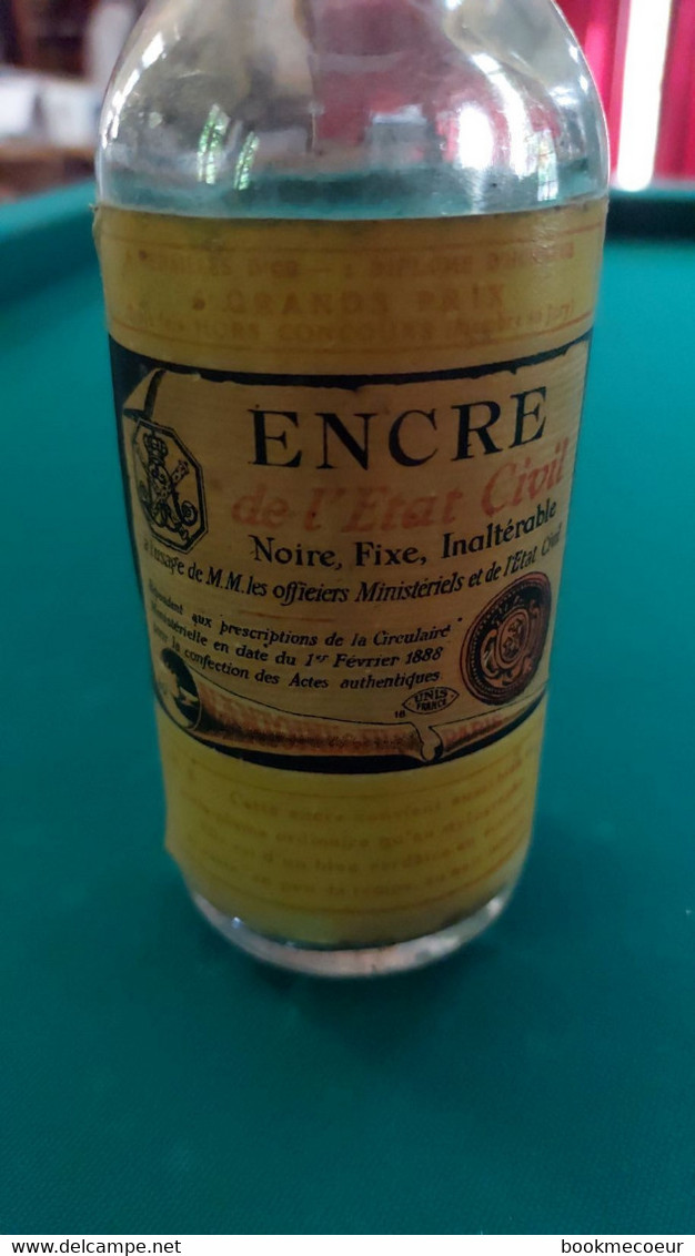 ENCRE DE L'etat Civil, Encre ANTOINE Paris, Loi Du 1 Février 1888 Pour Officiers Ministériels PORT INCLUS MONDIAL RELAIS - Tintenfässer