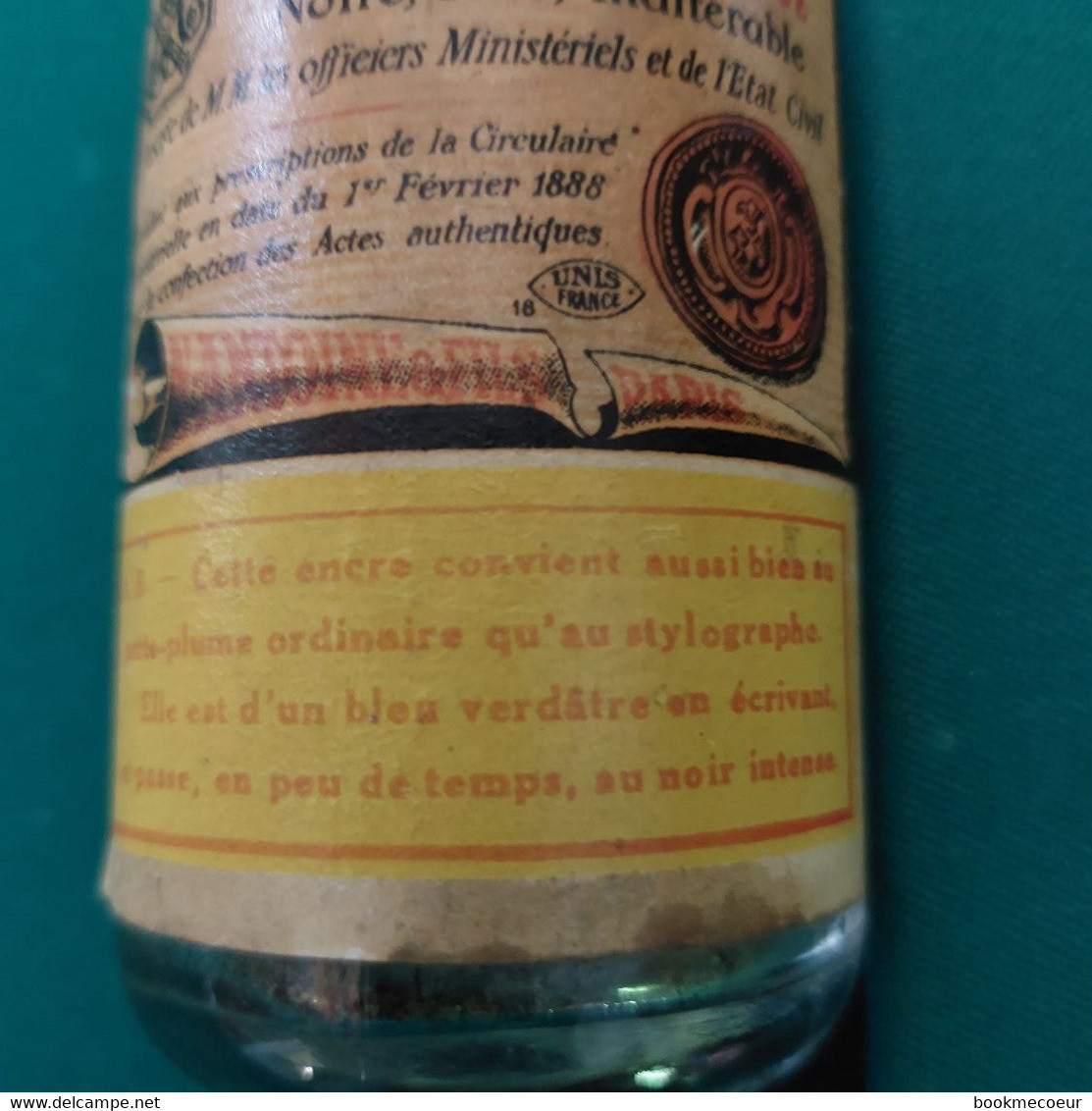 ENCRE DE L'etat Civil, Encre ANTOINE Paris, Loi Du 1 Février 1888 Pour Officiers Ministériels PORT INCLUS MONDIAL RELAIS - Encriers