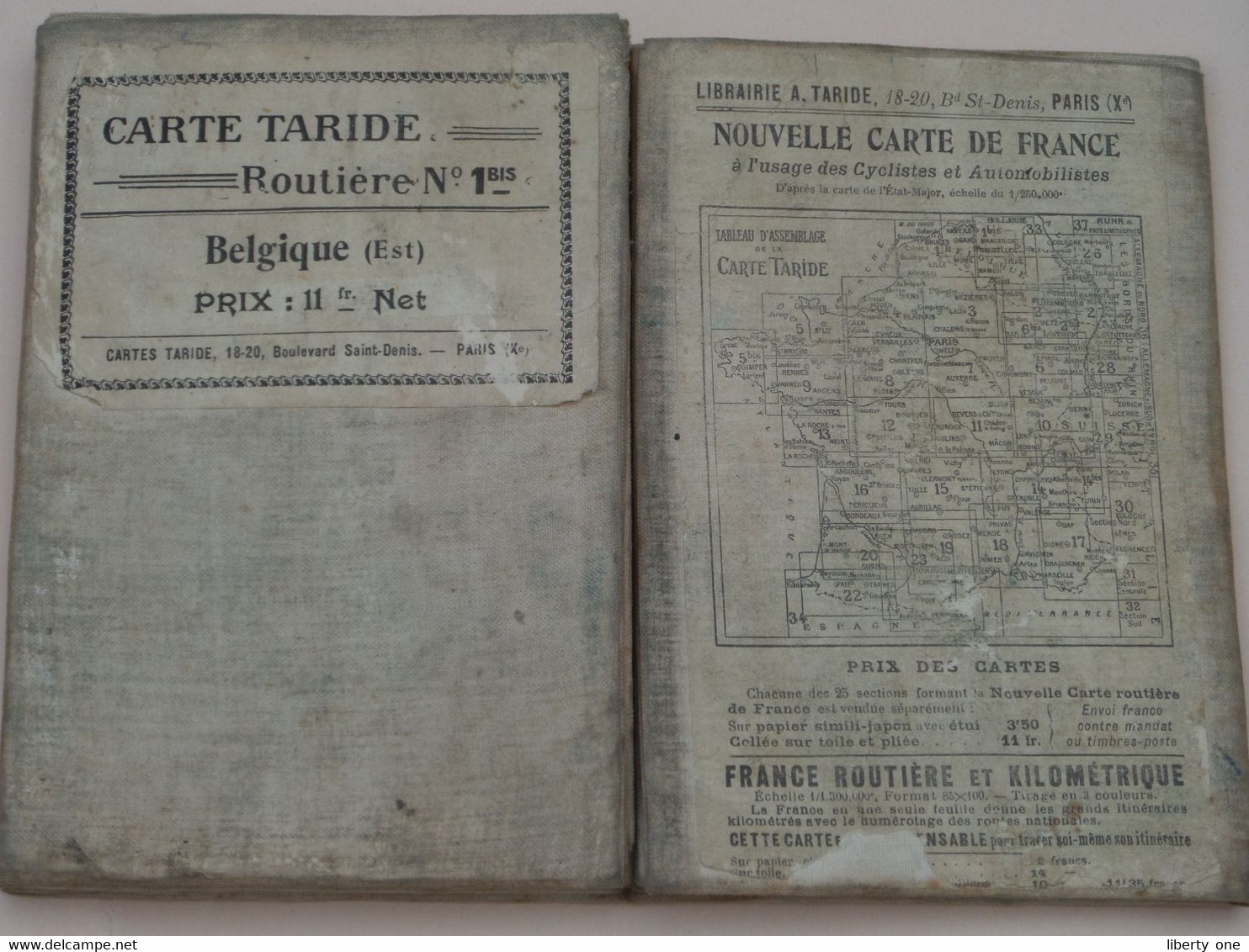 BELGIQUE ( Est ) Carte TARIDE Routière N° 1bis > Echelle 1/250000 ( Cotton ) +/-85 X 70 Cm. ( Imp. Gaillac-Monrocq )! - Europe