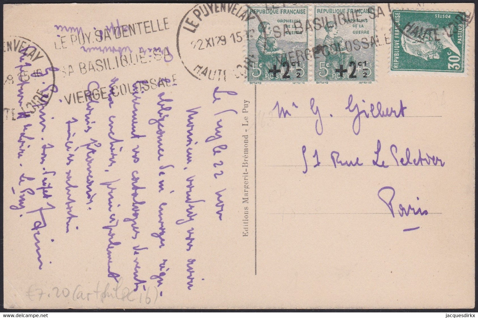 France   .   Y&T    .     Carte Postale   (2 Scans)     .    O     .   Oblitéré   .   /    .    Cancelled - Briefe U. Dokumente