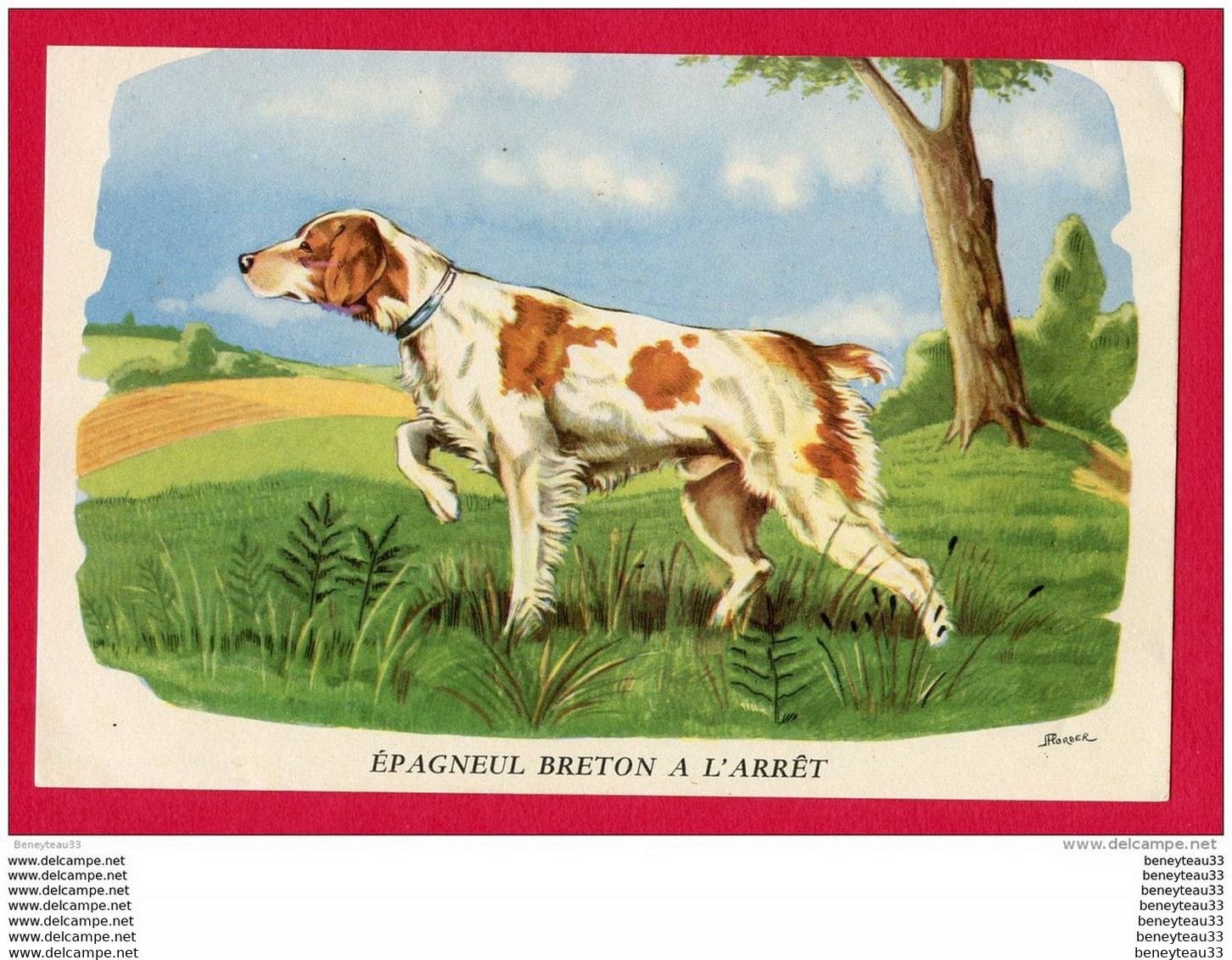 BUVARD 21 X 14 Cm (Réf : W 106) "BUVARDS, PROTÈGE CAHIERS ILLUSTRÉS " ÉPAGNEUL BRETON (Pub BIOLACTYL) Labo FOURNIER - Animaux