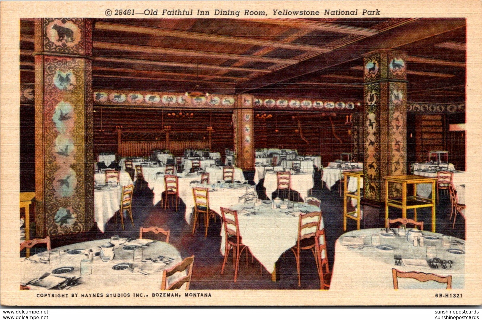 Yellowstone National Park Old Faithful Inn Dining Room Curteich - USA Nationalparks