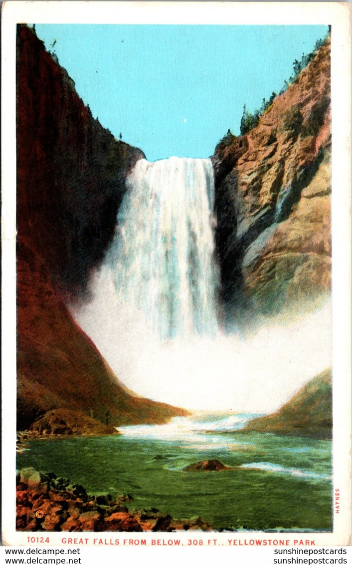 Yellowstone National Park Great Falls From Below Haynes Photo - USA National Parks