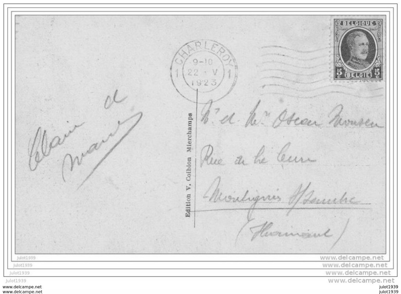 NOIRBRAS ..-- CHAMPLON ..-- TENNEVILLE ..-- 1923 Vers MONTIGNIES S / SAMBRE ( Mr Mme Oscar MONSEU ) . Voir Verso . - Tenneville