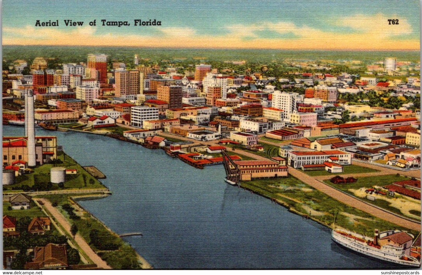 Florida Tampa Aerial View 1950 - Tampa