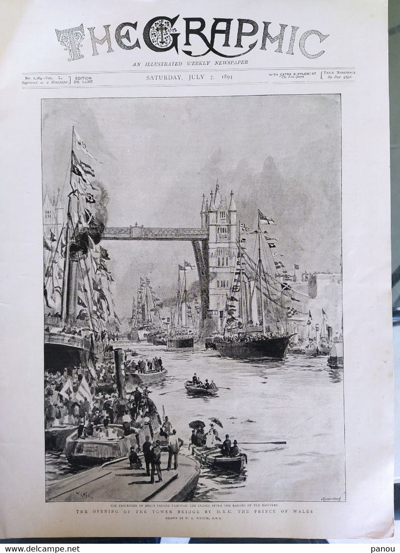 THE GRAPHIC NEWSPAPER MAGAZINE 1284 / 1894. TOWER BRIDGE. DEATH MORT PRESIDENT CARNOT. NEW ZEALAND. THE COOK ISLANDS - Andere & Zonder Classificatie