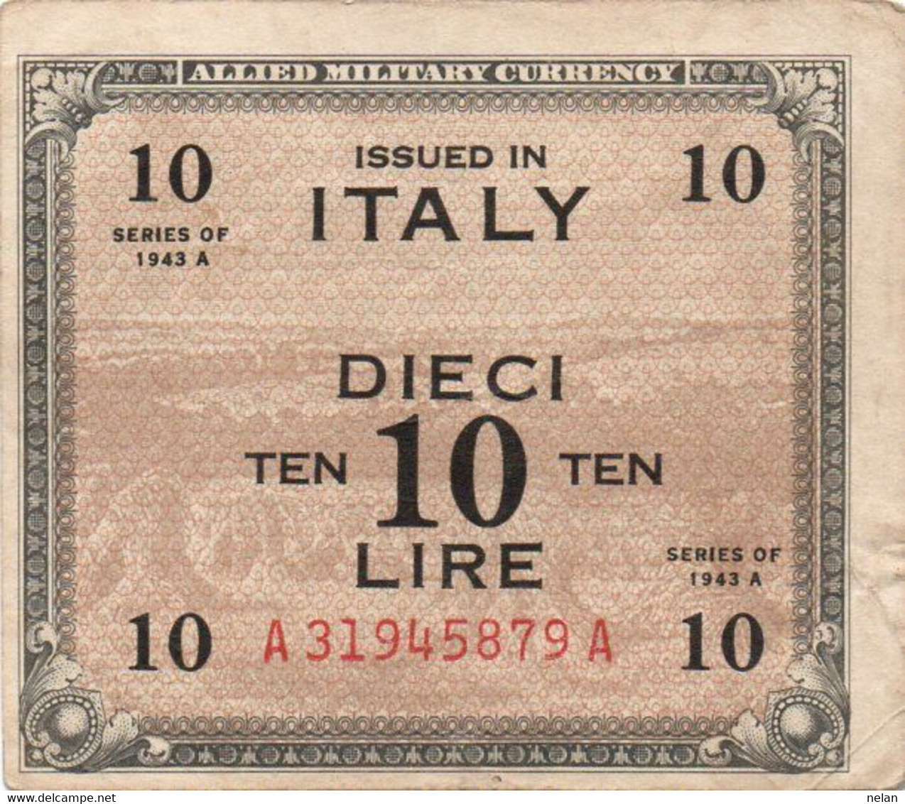 ITALIA 10 LIRE -1943 P- M13 - BILINGVE - Geallieerde Bezetting Tweede Wereldoorlog