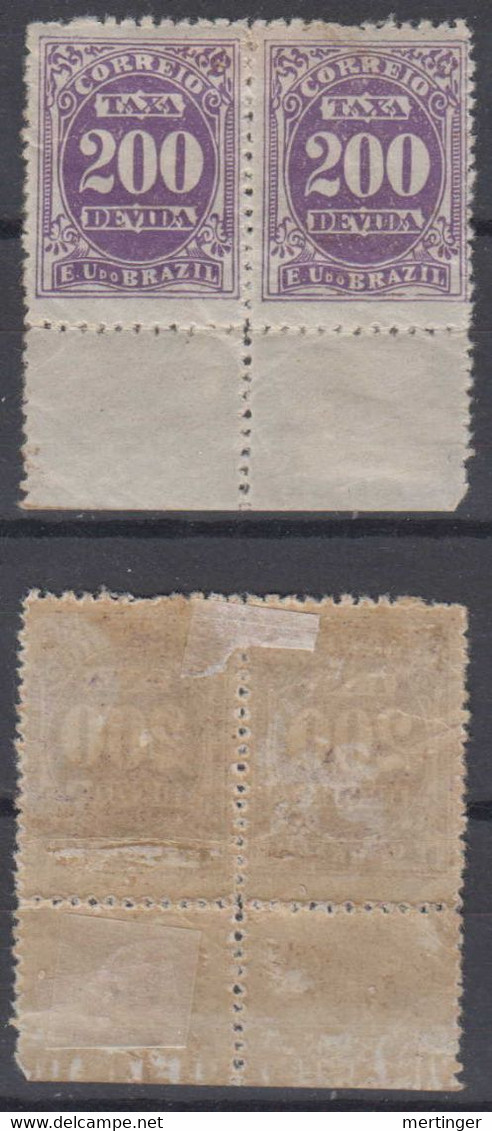 Brazil Brasil Due Mi# 22 * Mint Pair 200R - Postage Due