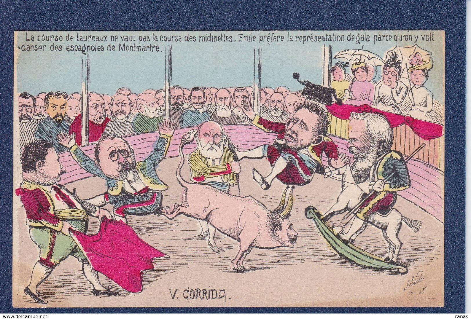 CPA Mille Politique Satirique Non Circulé Corrida Tauromachie Course Des Midinettes Espagne Loubet - Satira