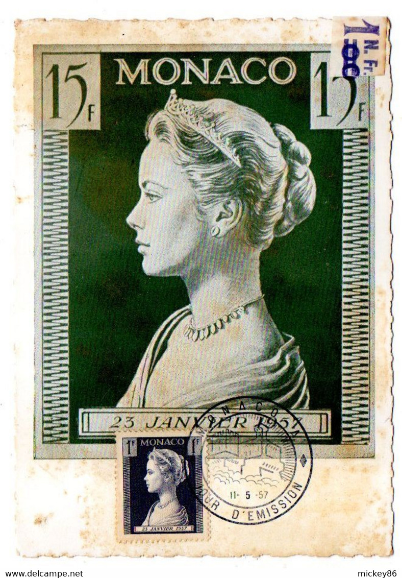 MONACO--1957-- Carte Maximum --Naissance De La Princesse Caroline De Monaco...15F  / 1 N.F...........à Saisir - Interi Postali