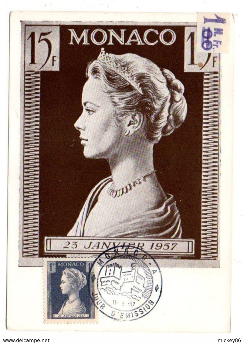 MONACO--1957-- Carte Maximum --Naissance De La Princesse Caroline De Monaco...15F  / 1 N.F...........à Saisir - Ganzsachen