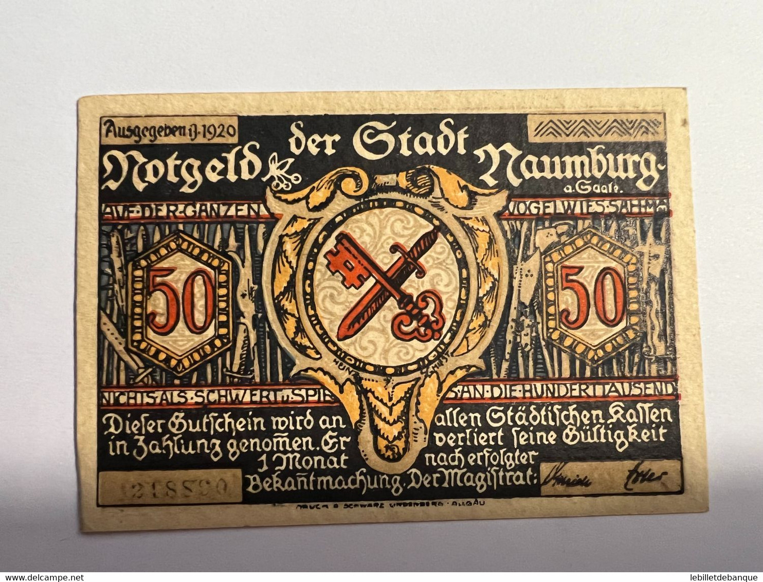 Allemagne Notgel Naumburg 50 Pfennig - Sammlungen