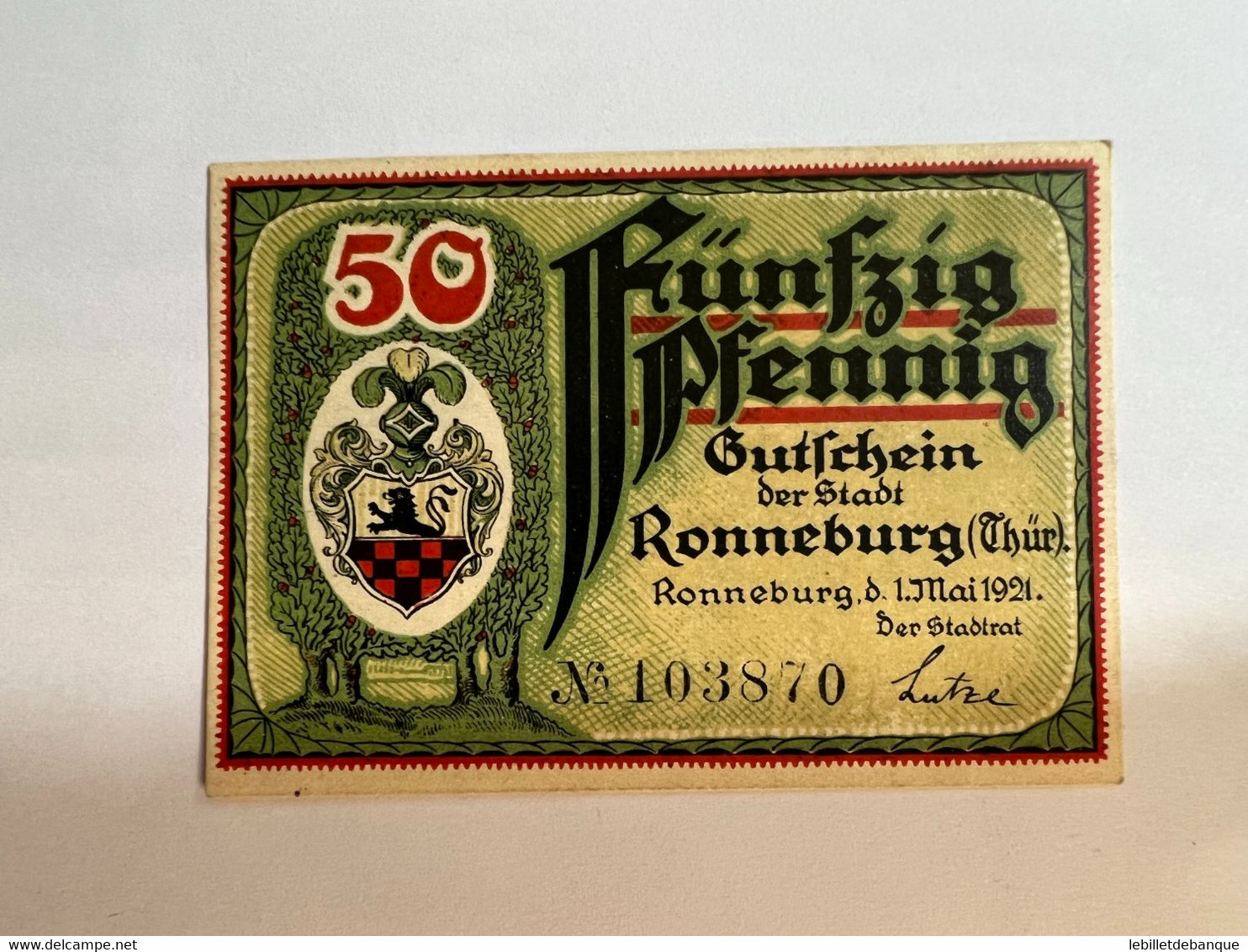 Allemagne Notgel Ronneburg 50 Pfennig - Sammlungen