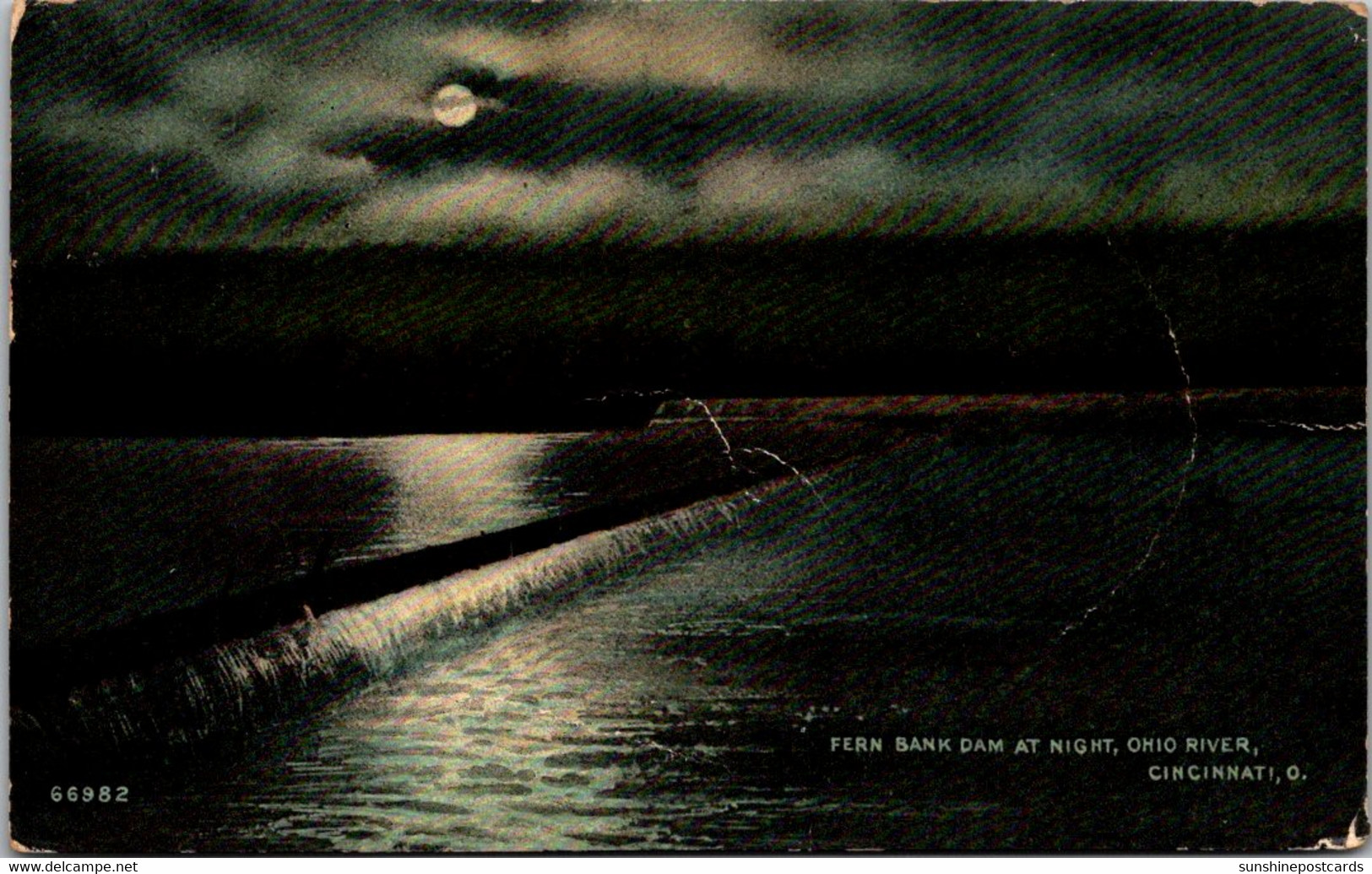 Ohio Cincinnati Fern Bank Dam On The Ohio River At Night 1912 - Cincinnati