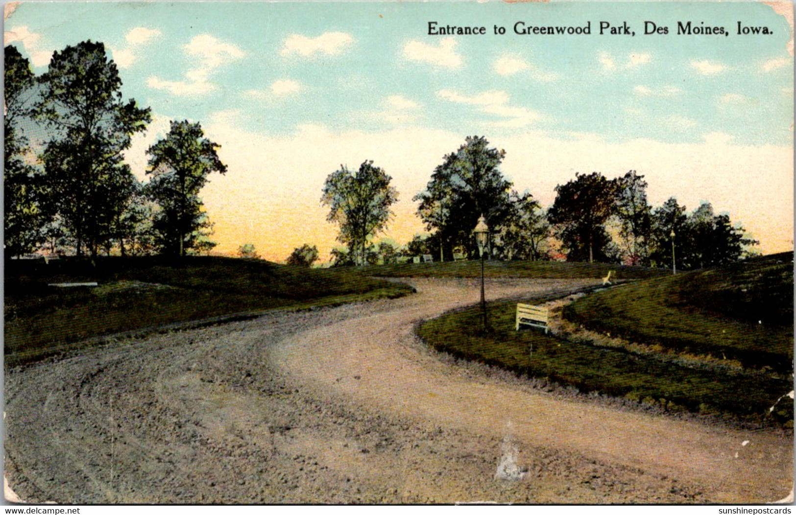 Iowa Des Moines Entrance To Greenwood Park 1912 Curteich - Des Moines