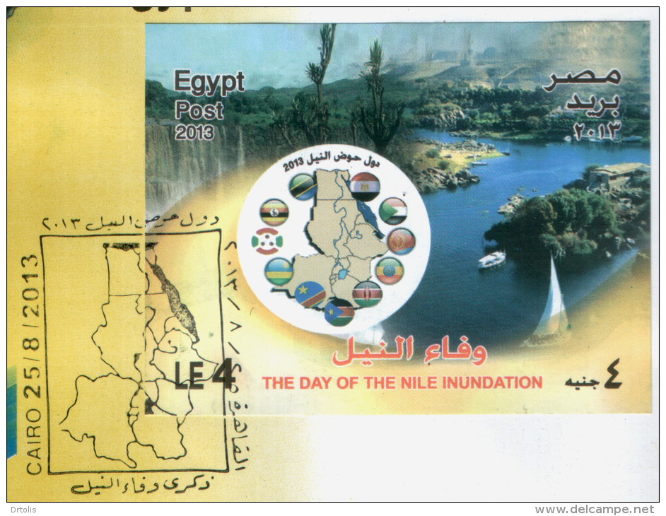 EGYPT / 2013 / THE NILE RIVER / THE NILE INUNDATION / HATSHEPSUT / MAP / FLAG / FDC - Briefe U. Dokumente