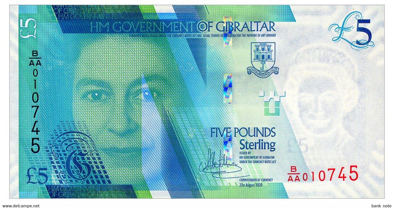 GIBRALTAR 5 POUNDS 2020 Pick New Unc - Gibraltar