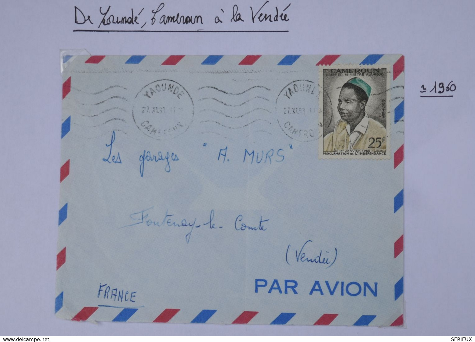 C CAMEROUN BELLE  LETTRE  1953 YAOUDé  A  FONTENAY   FRANCE ++AFFRANC. PLAISANT - Covers & Documents