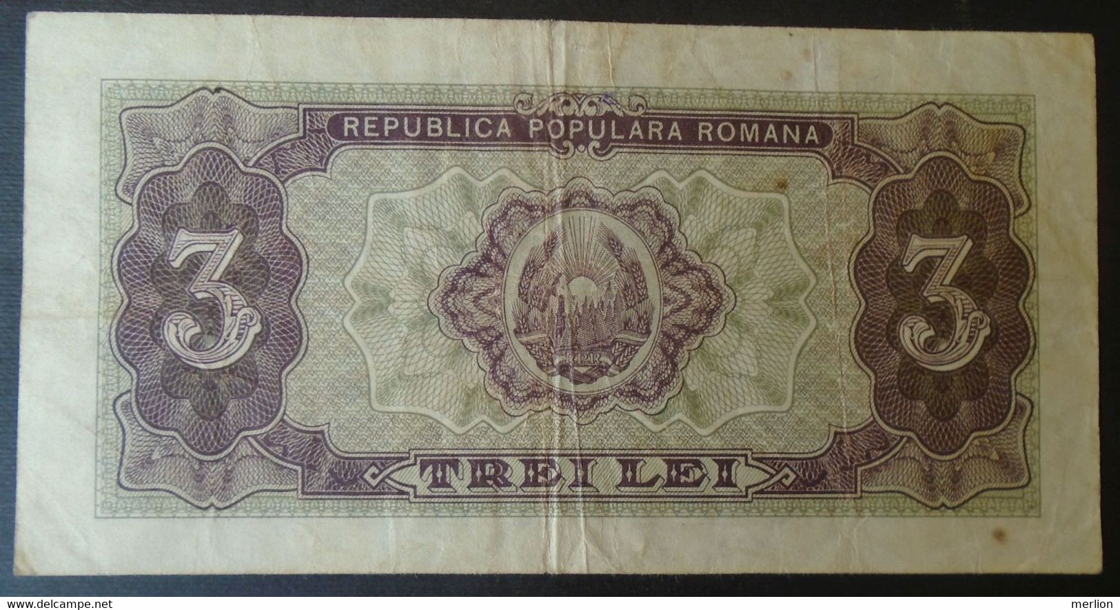 27  56    ROMANIA   3 Leu 1952   Red Serial  -rare - Roumanie