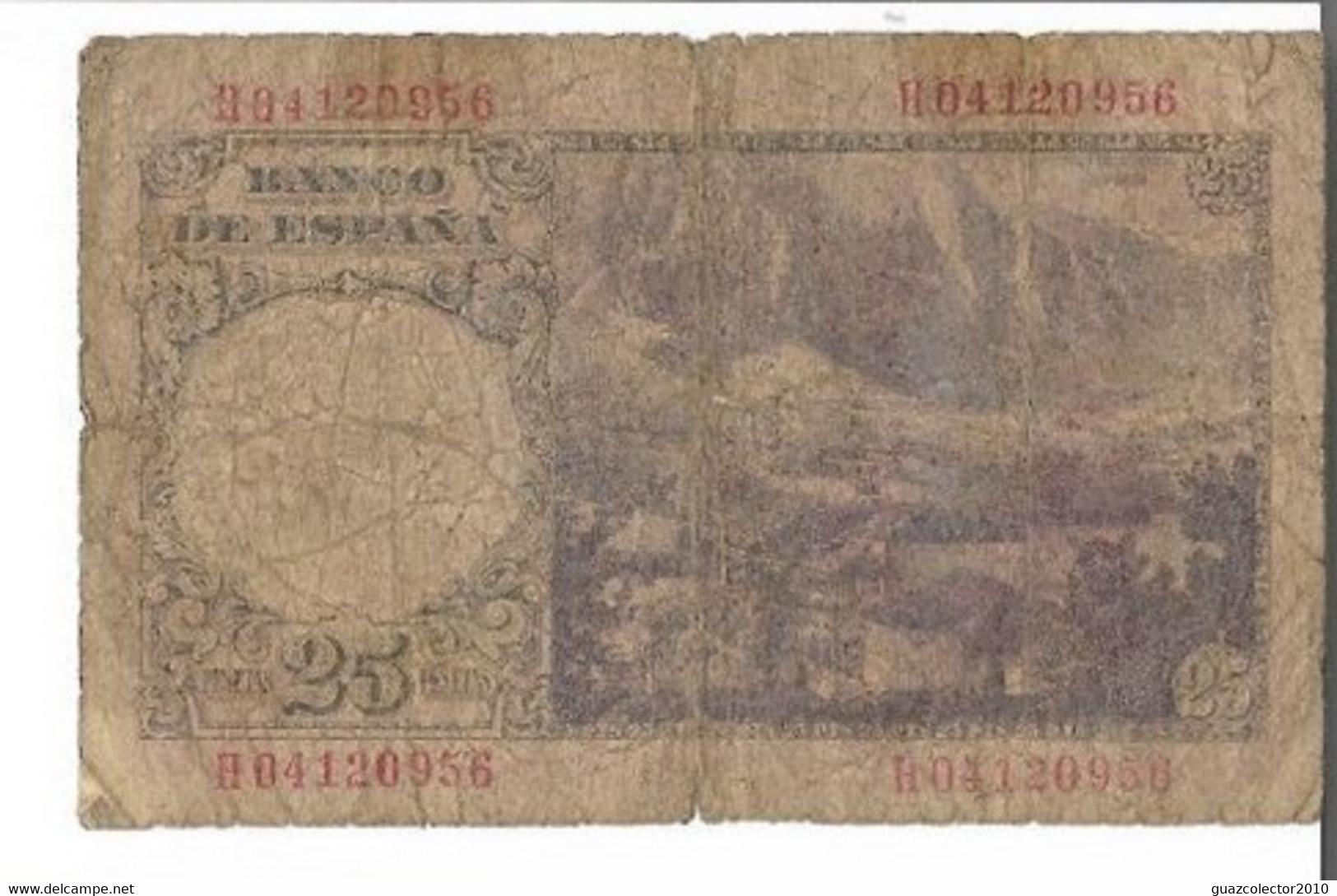 ESPAÑA: 25 PESETAS FRANCO (FLOREZ). AÑO 1946. CON SERIE. MAL. DISCRETO Y ESCASO. - 25 Peseten