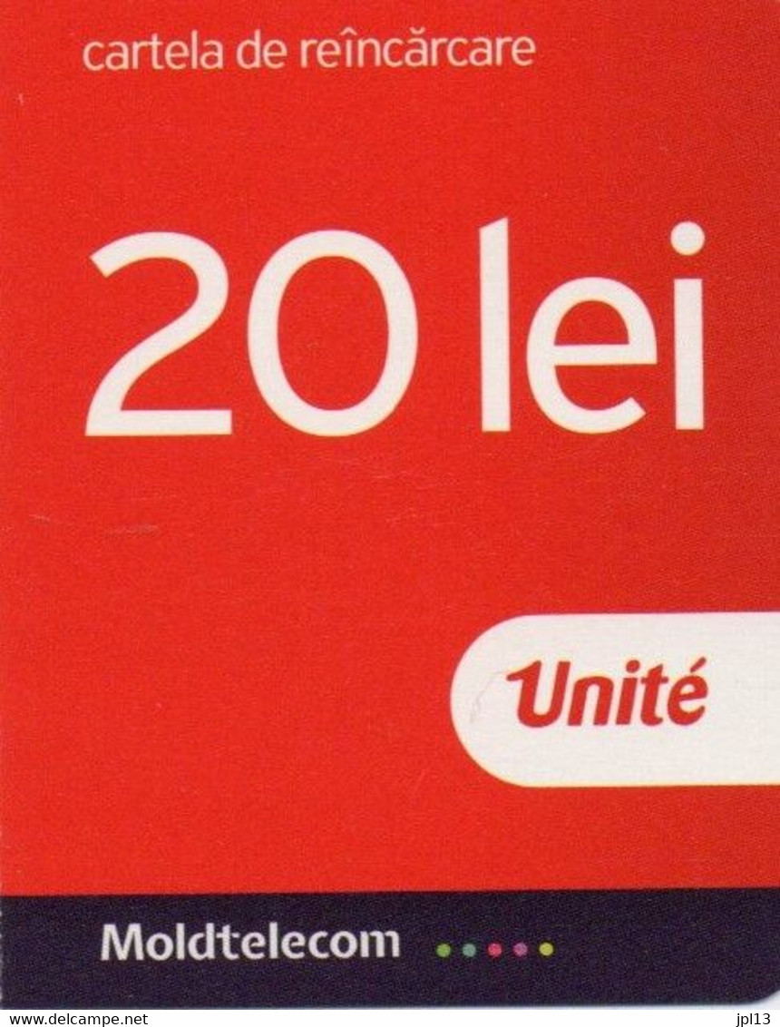 Recharge GSM - Moldavie - Moldtelecom - 20 Lei Rouge, 1/2 Format, Côté Droit - Moldova